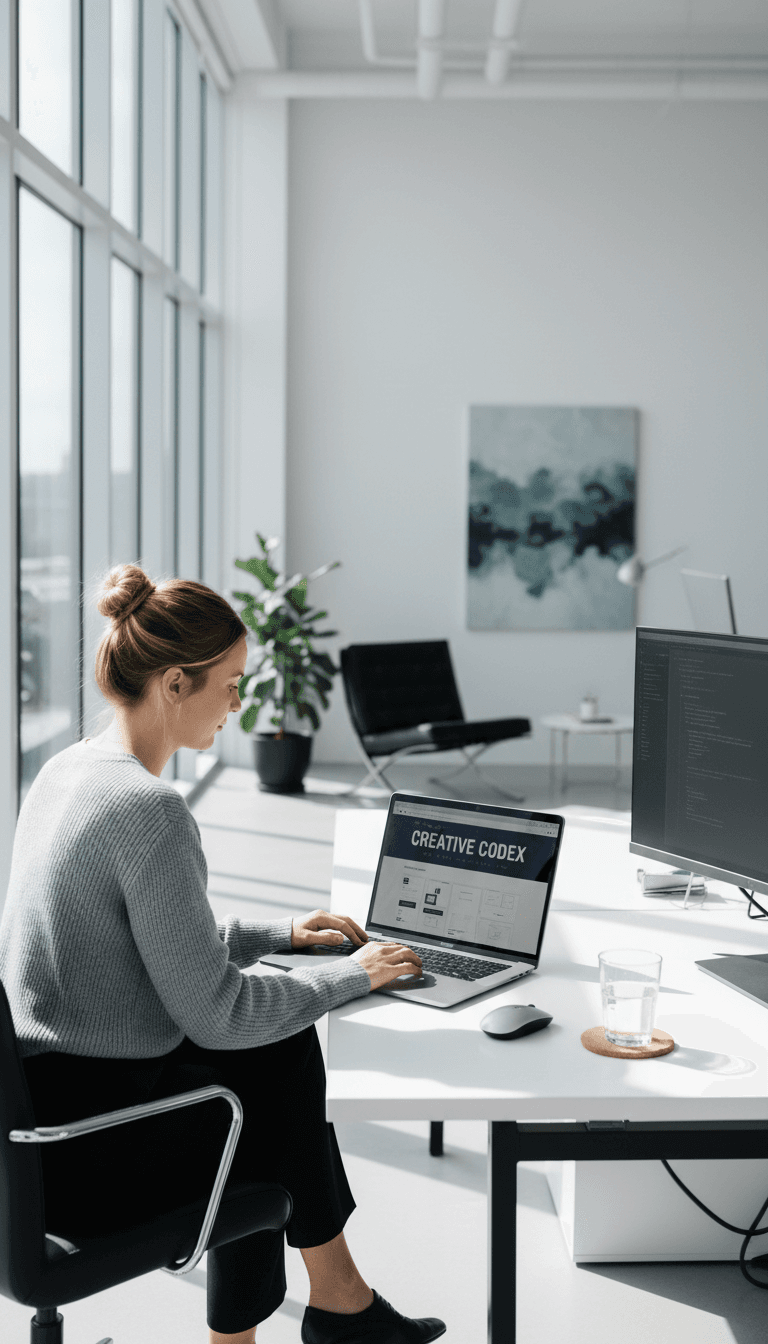 Professional web designer working on website design project