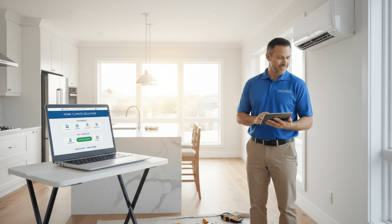 Contractor website featuring completed jobs and customer testimonials
