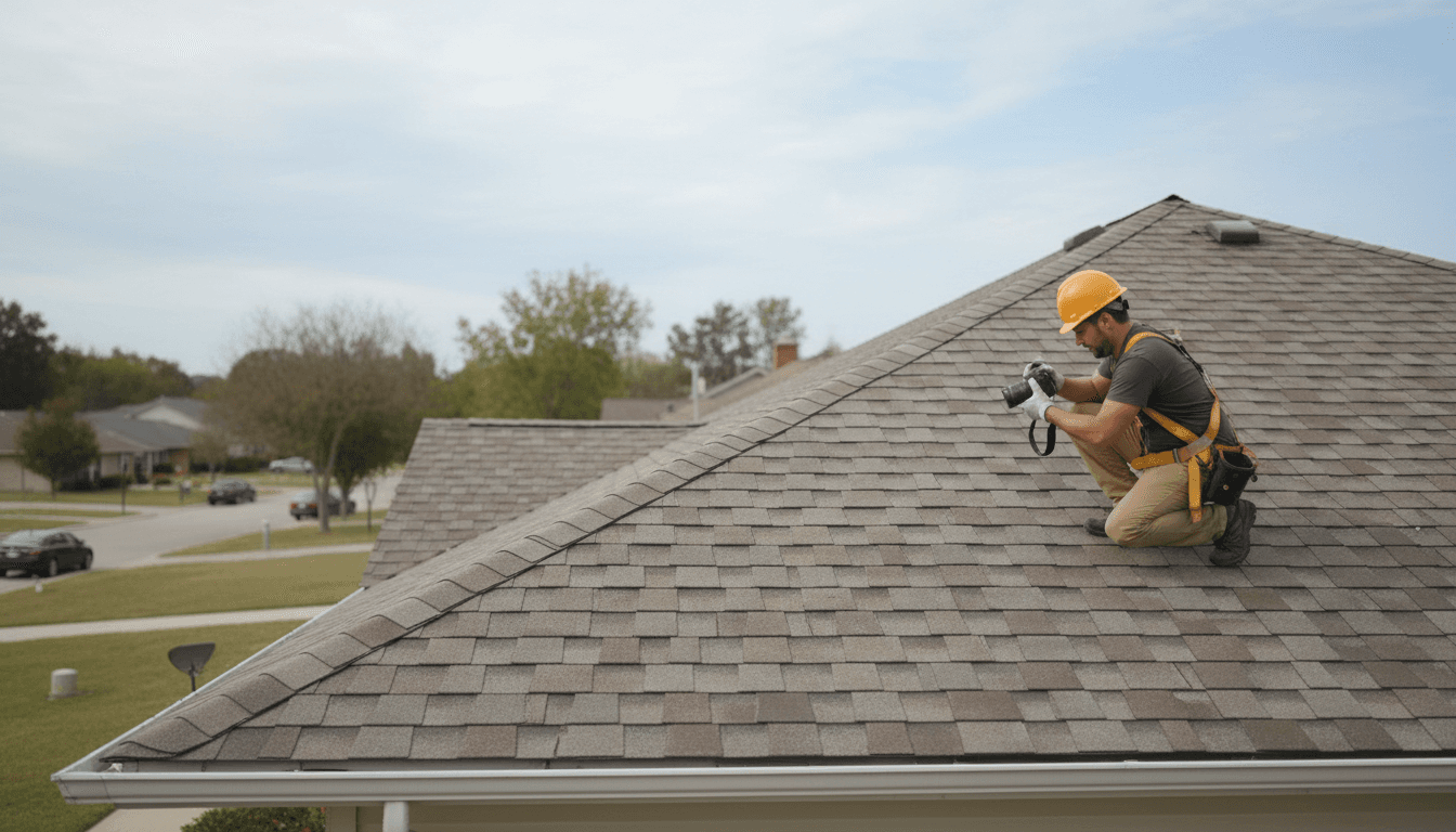 Roofing company website with project gallery and lead generation form
